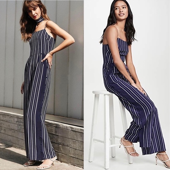 NWT L’AGENCE Silk Stripe Wide Leg Square Neck Sleeveless High Rise Jumpsuit XS - Picture 3 of 12